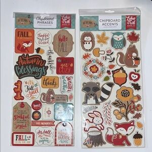 🆕Echo Park Autumn Chipboard Accents cute animals